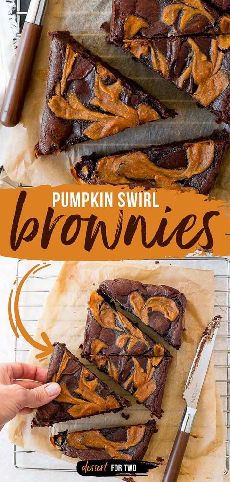 Brownies For Two, Pumpkin Spice Brownies, Pumpkin Swirl Brownies, Pumpkin Puree Recipes, Pumpkin Brownies, Pumpkin Delight, Swirl Brownies, Pumpkin Spice Recipe, All Things Fall