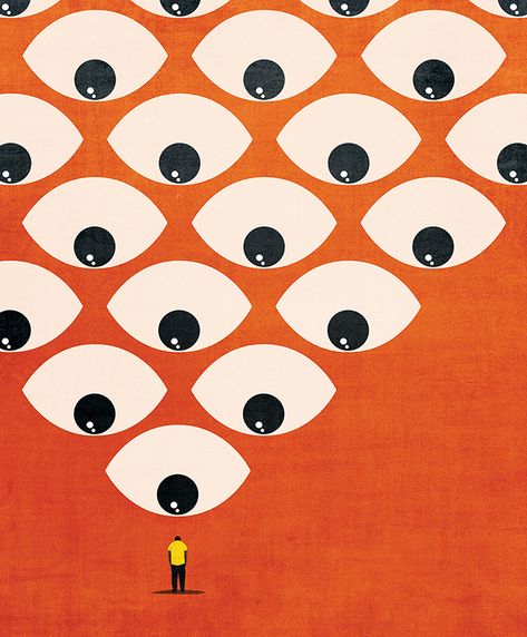 Eye Doodle, Editorial Illustration Magazine, Theatre Illustration, Being Watched, Pop Illustration, Points Of View, Abstract Face Art, Conceptual Illustration, Learning Graphic Design