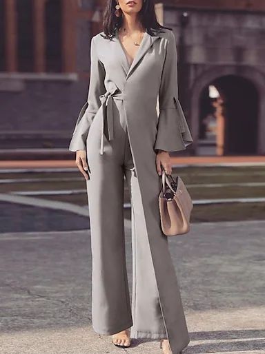 Undercut Designs, Formal Office, Jumpsuit Elegant, Woman Suit Fashion, Solid Color Shirt, Jumpsuit With Sleeves, Color Shirt, Jumpsuit Fashion, Suit Fashion