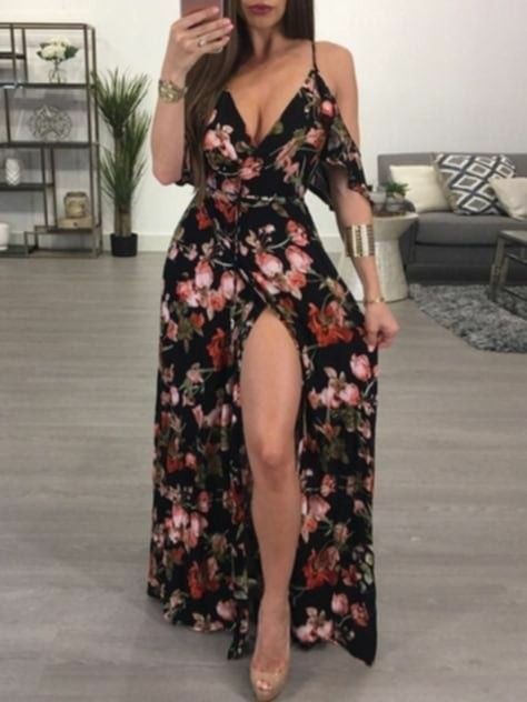 Chique Outfit, Rock Chic, Printed Long Dresses, Maxi Slip Dress, Maxi Skirts, Trend Fashion, Mode Inspiration, Outfit Casual, Playsuit