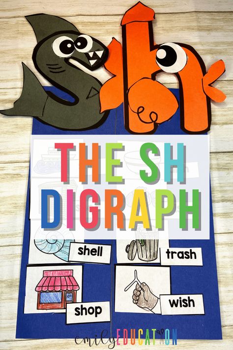 Teach the SH Digraph with an engaging interactive anchor chart and related student craft activity. Blends Anchor Chart Kindergarten, Digraphs Kindergarten, Blends Anchor Chart, Digraphs Anchor Chart, Teaching Digraphs, Interactive Anchor Charts, Digraphs Activities, Student Crafts, Kindergarten Anchor Charts