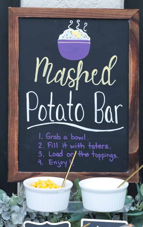 Mashed potato bar anyone? Mashed Potato Bar Wedding, Potato Bar Wedding, Bar Sign For Wedding, Mashed Potato Bar, Best Vegetable Recipes, Loaded Mashed Potatoes, Potato Bar, Sign For Wedding, Buffet Ideas