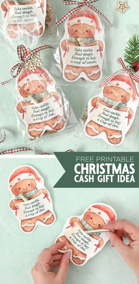 Give money for Christmas in a creative way with this printable gingerbread cookie Christmas gift idea. Free printable Christmas money gift idea. Cute and easy! Gingerbread Gift Ideas, Gifting Money Ideas Christmas, Money Gift Idea, Money Gifts Christmas, Money For Christmas, Bread Gifts, Gingerbread Gifts, Christmas Cookies Gift, Cookie Christmas