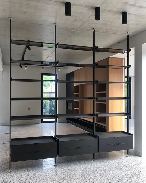 Travis Walton Architecture on Instagram: “This beautiful shelving system by @rimadesio_official @pure.interiors for our North Caulfield Residence.” Wall Shelving Systems, Room Divider Shelves, Shelving Systems, Store Design Interior, Furniture Layout, Decor Home Living Room, Villa Design, Beautiful Interiors, Modern Kitchen Design