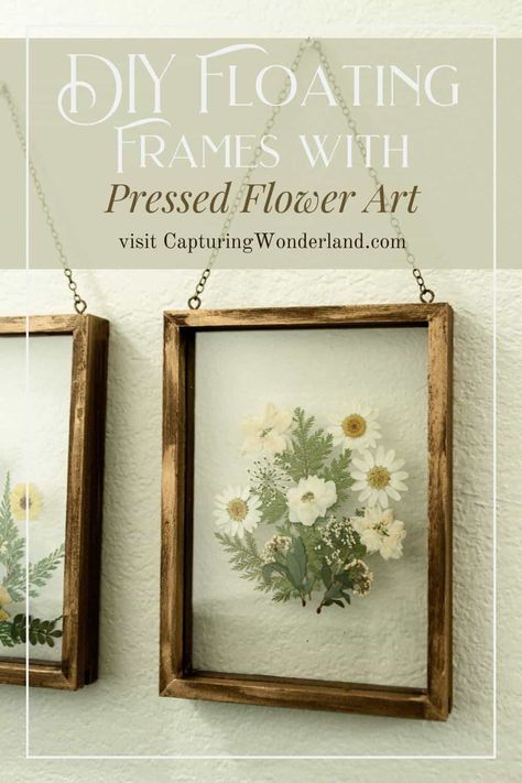 Flower Pressed Picture Frame, Dried Flowers Pressed Frame, Floating Frame Flowers, Pressed Dried Flowers In Frame, Display Pressed Flowers, Press And Frame Flowers, Pressed Plant Frames, How To Frame Pressed Flowers Diy, Frame Dried Flowers Diy