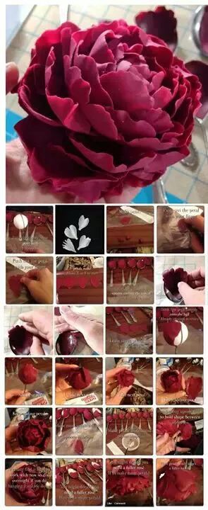 Peony Tutorial, Fondant Techniques, Sugar Paste Flowers, Sugar Flowers Tutorial, Fondant Flower Tutorial, Diy Fleur, Butter Glaze, Săpunuri Handmade, Make Paper Flowers