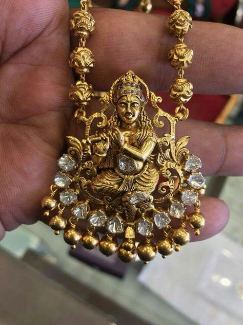 Lord Sri Krishna locket.. Krishna Locket, Gajendra Jewellers, Lord Sri Krishna, Krishna Pendant, Gold Temple Jewellery, Sri Krishna, Long Pearl Necklaces, Antique Jewelry Indian, Gold Pendant Jewelry