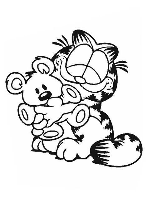 Garfield Hug Pooky Bear Coloring Page - NetArt Garfield Coloring Pages, Garfield Images, Garfield Cartoon, Garfield And Odie, Summer Coloring Pages, Bear Coloring Pages, Hello Kitty Coloring, Princess Coloring Pages, Cartoon Coloring Pages