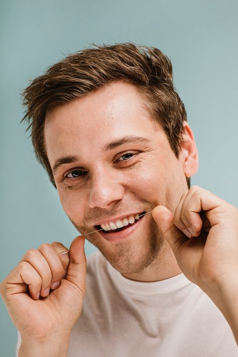 Man using a dental floss | premium image by rawpixel.com / McKinsey Men Cosmetic, Dentist Branding, Flossing Teeth, Dental Branding, Tutorial Eyeliner, Human Body Temperature, Dental Photography, Whitening Teeth, Perfect Teeth