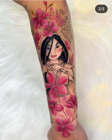 Disney Princesses Tattoo, Mulan Tattoo, Moana Tattoos, Detailed Tattoos, Disney Princess Tattoo, Glitter Photography, Scorpio Tattoo, His Style, Popular Characters