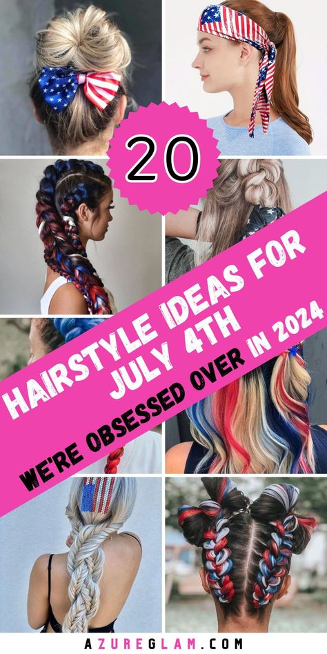 Show your love for the red, white, and blue with our exceptional collection of 20 Hairstyle Ideas for July 4th 2024. Whether you prefer timeless classics or trendy modern looks, our curated selection has something for everyone. Perfect for women, men, and children alike, our hairstyles are versatile and easy to create, ensuring you look your best while celebrating America's independence. July 4th Hairstyles Women, 4th Of July Hairstyles For Women Long Hair, 4 July Hairstyles, July 4th Hairstyles For Kids, July 4 Hairstyles, 4th July Hairstyles, Red White And Blue Hairstyles, 4th Of July Hairstyles For Short Hair, Fourth Of July Hairstyles For Women