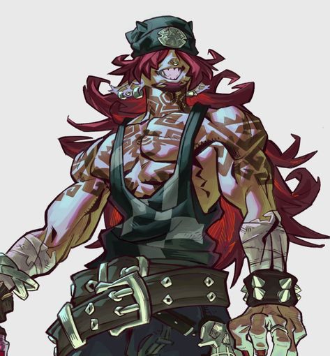 Street Punk Character Design, Intimidating Character Design, Punk Male Character Design, Rocker Character Design, Distyle Characters, Chain Drawing Reference, Male Ocs Art, Mob Boss Character Design, Red Haired Character Design