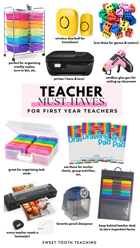 Must have items for first year teachers! Here is a list of items you need in the classroom and will make your first year of teaching run smoothly! 1st Grade Teacher Must Haves, Amazon Must Haves For Teachers, 1st Year Teacher Must Haves, Classroom Amazon Must Haves, First Year Teacher Must Haves Elementary, Teacher Wish List Ideas, Teacher Amazon Wish List, First Year Teacher Checklist, Teacher Must Haves Elementary