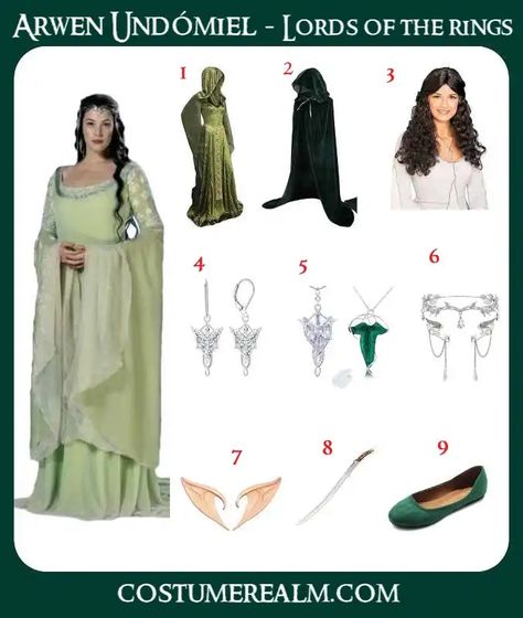 Lotr Arwen Costume, Aragorn And Arwen Cosplay, Lotr Women Costume, Lord Of The Rings Costume Ideas, Arwen Lord Of The Rings Costume, Arwen Halloween Costume, Arwen Costume Diy, Lotr Outfit Ideas, Lotr Halloween Costumes