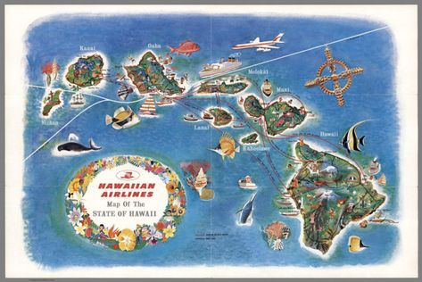 Where download original and vintage maps Map Brochures, Tiki Signs, Hawaii Map, Hawaiian Vintage, Hawaiian Airlines, Pictorial Maps, America Latina, Hawaiian Culture, Vintage Hawaii