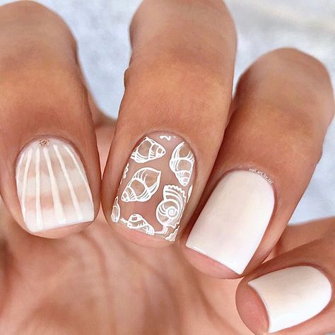 Tal (@nail_art_by_tal) • Instagram photos and videos Seashells Nails, Ibiza Nails, Wave Nail Design, Seashell Nails, Ocean Nails, Wave Nails, Summer Paradise, Stamping Nail Art, Nail Stamping