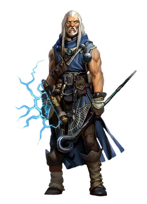 Male Human Muscle Wizard - Pathfinder PFRPG DND D&D 3.5 5E 5th ed d20 fantasy Cleric Staff, Lightning Wizard, Pathfinder Character, Fantasy Wizard, Pathfinder Rpg, Fantasy Magic, Human Male, Dungeons And Dragons Characters, Fantasy Warrior