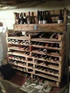 Wine cellar rack Gömda Rum, Storage Basement, Wine Storage Diy, Cave Diy, Winery Ideas, Wine Cellar Racks, Stackable Wine Racks, Wine Cellar Ideas, Diy Reclaimed Wood