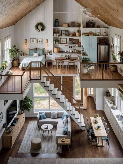 Loft House Design, Contemporary Houses, Tiny House Loft, Tiny House Layout, Tiny House Floor Plans, Loft House, Dream House Rooms, Tiny House Interior, Tiny House Cabin