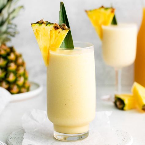 BEST Virgin Piña Colada Recipe (Easy blender version!) - Plated Cravings Pina Colada Recipe Virgin, Pina Colada Recipe Non Alcoholic, Mocktail Mojito, Virgin Piña Colada, Piña Colada Recipe, Pina Colada Mocktail, Frozen Pina Colada, Virgin Pina Colada, Easy Mocktail Recipes