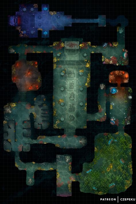 Underwater Dungeon Map, Underwater Dungeon, Dnd Dungeon, Nautical Interior, Dnd World Map, Map Making, Fantasy Town, Tabletop Rpg Maps, Rpg Maps