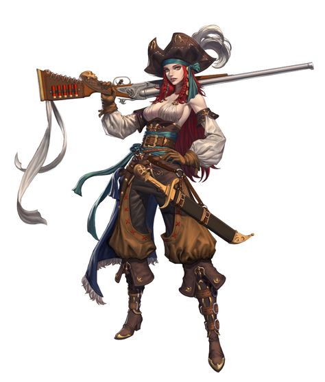 ArtStation - pirate gunner, left hand Pirate Garb, Anime Pirate, The Art Showcase, Steampunk Characters, Steampunk Pirate, Art Showcase, Pirate Art, Roleplay Characters, Female Character Concept