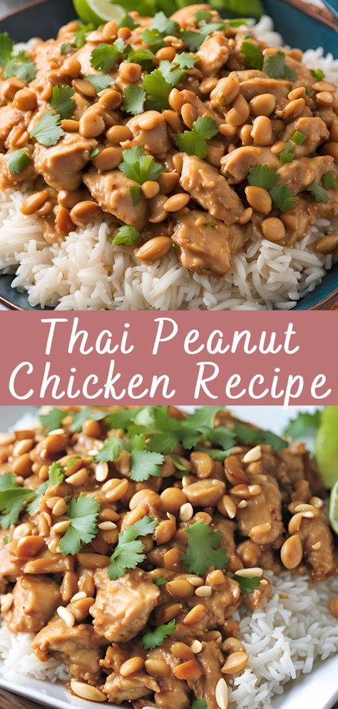 Thai Peanut Chicken Recipe | Cheff Recipes Thai Chicken Patties, Chicken With Thai Peanut Sauce, Thai Peanut Sauce Recipe Dishes, Thai Chicken Wraps With Peanut Sauce, Peanut Butter Recipes Savory, Chicken Thai Recipes, Peanut Thai Chicken, Thai Peanut Sauce Chicken, Chicken With Peanut Sauce