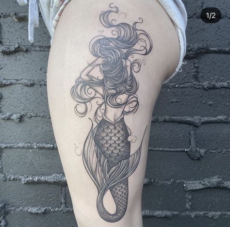 Mermaid Sleeve Tattoos, Nautical Tattoo Sleeve, Mermaid Tattoo Designs, Bunny Tattoos, Foot Tattoos For Women, Biomechanical Tattoo, Beautiful Flower Tattoos, Nautical Tattoo, Mermaid Tattoo