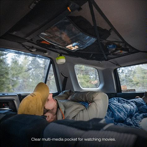 Finally, a place for your gear to hang out. A portable, packable, fully featured gear shelf for your adventure mobile, the Cargo Hammock turns unused ceiling space into smart storage. Elevate your gear storage and stay organized with this nifty net. Car Camping Organization Storage, Camping Setup Ideas, Campfire Song, Honda Element Camping, Auto Camping, Van Dwelling, Adventure Accessories, Gear Storage, Camping Hacks Diy