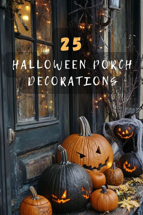 Thinking of creating a haunted porch vibe this Halloween? Click for creative and spooky ideas to make your porch the scariest one on the block! 🕷️🕸️ #HauntedPorch #HalloweenHaven #SpookyIdeas #PorchDecor #ScaryFun Halloween Screened In Porch, Halloween Porch Planter Ideas, Halloween Front Porch Decor Scary, Spooky Porch Ideas, Spooky Halloween Front Porch Decor, Halloween Porches Ideas, Small Halloween Porch Ideas, Halloween Outdoor Decorations Porch, Small Porch Halloween Decor