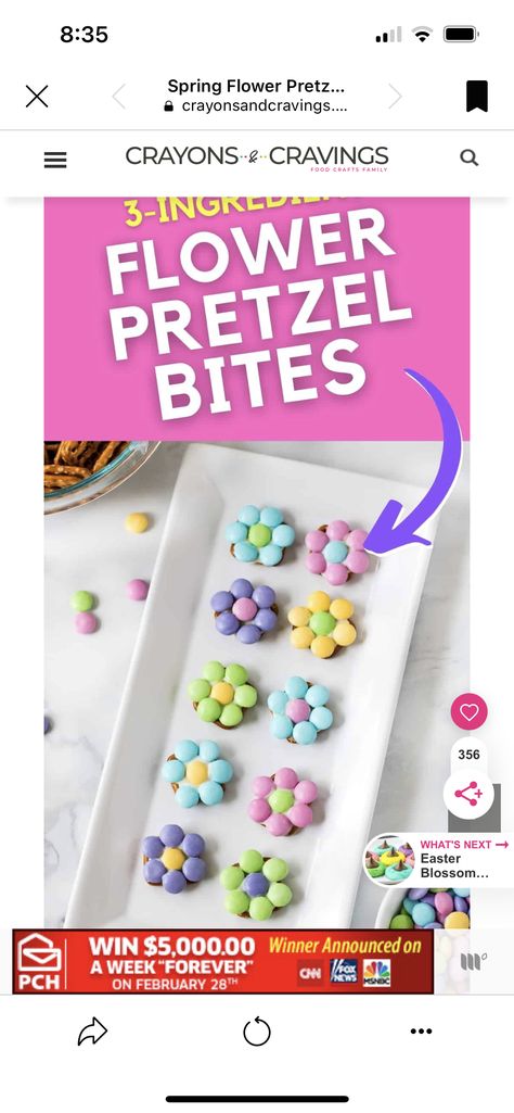 Flower Pretzel Bites, Salty Sweet Desserts, Easter Pretzel, Easter M&ms, Lemon Lush Dessert, 3 Ingredient Recipe, Lemon Cake Mix Cookies, Flower Desserts, Chocolate Melting