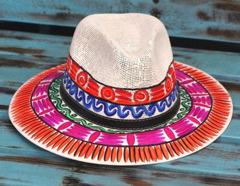 Stay stylish in our wonderfully colorful hand painted Mexican straw hats, ideal for any Spring or Summer occasion. Each hat is painted in its own unique way. Fits women's size Medium/Large. Pharaonic Art, Star Formation, Spaghetti Western, Painted Hats, Ribbon Dress, Straw Hats, Homemade Crafts, Mexican Art, Great Christmas Gifts