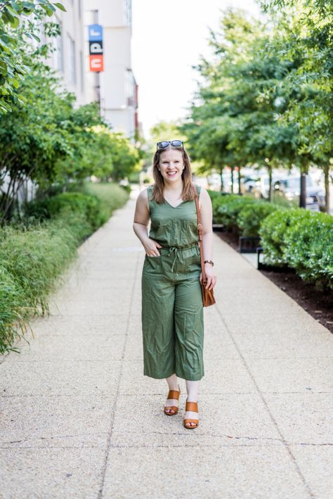 http://www.somethinggoodblog.com/old-navy-green-jumpsuit/ Styling A Jumpsuit, Green Jumpsuits, Style A Jumpsuit, Jumpsuit Styling, Navy Wedge Sandals, Dc Style, Las Vegas Fashion, Jumpsuit Style, Summer Jumpsuit