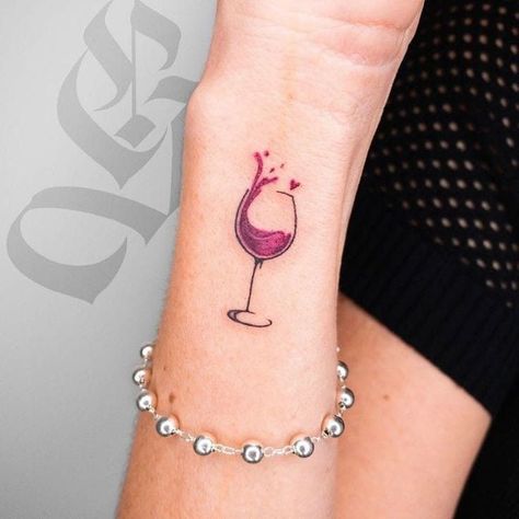 Small Colorful Tattoos, Wine Tattoo, Tattoo Cafe, Whimsical Tattoos, Character Tattoos, Matching Friend Tattoos, Tattoo S, Small Finger Tattoos, Hand And Finger Tattoos