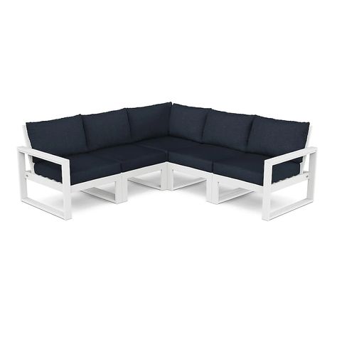 POLYWOOD EDGE 5-Piece Patio Conversation Set with Revolution Cushions in the Patio Conversation Sets department at Lowes.com Polywood Edge, Deep Seated Sectional, Seat Cushion Covers, Conversation Set Patio, Sofa Sale, Outdoor Living Areas, Outdoor Sectional Sofa, Outdoor Fabric, All Modern