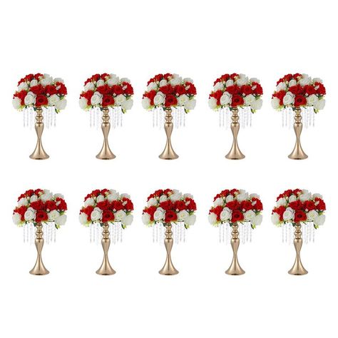 ECOM KING Versatile Wedding Flower Stand,Wedding Flower Arrangement for Table Centerpiece,Metal Flower Vase for Wedding Recepiton Anniversary Dinner Centerpiece Home Decor(10pcs,Gold) Flower Stand Wedding, Wedding Flower Stand, Wedding Flower Vase, Quinceanera Centerpieces, Dinner Centerpieces, Red Centerpieces, Wedding Room Decorations, Centerpiece Home, Gold Centerpieces