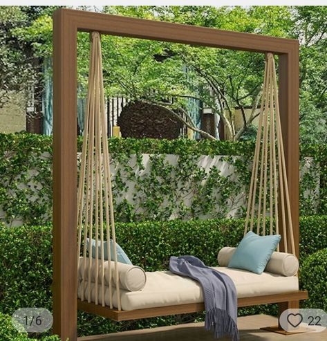 Patio Swings, Double Rocking Chair, Courtyard Outdoor, Chair Rattan, Swing Bed, Backyard Swings, Patio Swing, Budget Patio, Garden Swing