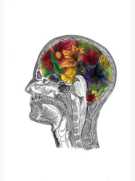 "MRI Brain Flowers - Neuroscience Art - Medical Art" Metal Print by Terouz | Redbubble Brain Flowers, Brain Anatomy Art, Brain Artwork, Floral Brain, Neuroscience Art, Mri Brain, Art Psychology, Brain Logo, Brain Anatomy