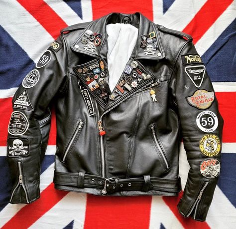 Fitted Punk Biker Jacket With Rivets, Biker Leather Jacket With Rivets, Punk Leather Jacket For Motorcycling, Luxury Punk Biker Jacket With Rivets, Skull Leather Jacket, Rocker Jacket, Battle Jackets, Motorcycle Jackets, Battle Jacket