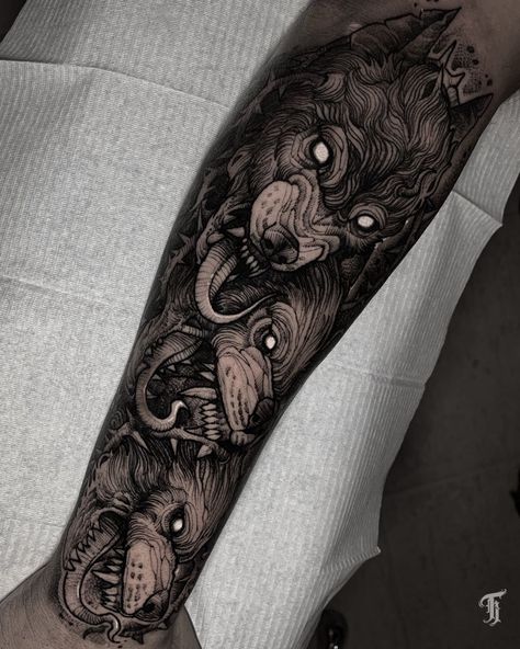 Dragon Tattoo Ideas, Puzzle Tattoos, Wolf Tattoo Sleeve, Blackwork Designs, Greek Mythology Tattoos, Blackout Tattoo, Traditional Tattoo Sleeve, Dragon Tattoos, Mythology Tattoos