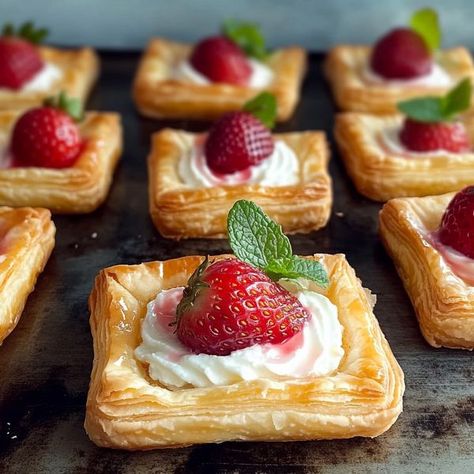 FAMILY RECIPES COMMUNITY | Puff Pastry Strawberry Tarts | Facebook Strawberry Tarts, Recipe Community, Fresh Strawberries, Old Recipes, Family Recipes, Fresh Strawberry, Puff Pastry, Family Meals, Strawberries