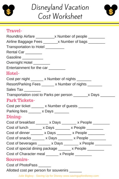 How Much Will a Disneyland Vacation Cost? - Check out this Free Printable Checklist and check this link for tons of money saving ideas. Disneyland Vacation Planning, Disney Trip Surprise, Money Saving Ideas, Disneyland Secrets, Disneyland Planning, Disney World Vacation Planning, Tons Of Money, Family Disney Trip, Disneyland Tips