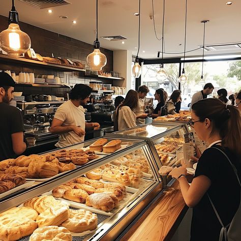 "Bustling #BakeryScene: #Customers queueing at a #localbakery, selecting from an #array of freshly baked #goods and #deliciouspastries.⬇️ #Download and 📝 #Prompt 👉 https://stockcake.com/i/bustling-bakery-scene_150295_19969" Vision Board Bakery Business, Vision Board Bakery, Baking Business Vision Board, Bakery Worker Aesthetic, Baking Vision Board, Bakery Owner Aesthetic, Pretzel Business, High School Vision Board, Bakery Shop Interior