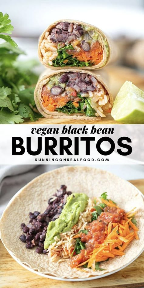 Black Bean And Rice, Black Bean Burritos, Bean And Rice, Smoothies Vegan, Bean Burritos, Plats Healthy, Vegan Black Bean, Resep Diet, Red Rice