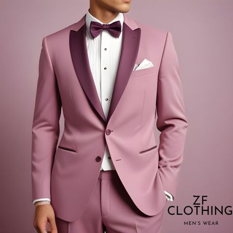 Mauve Suits For Men, Pink Tuxedo Men, Pink Suit Men, Engagement Suits, Pink Tuxedo, Mauve Wedding, Purple Suits, Mens Fashion Blazer, Tailored Suit