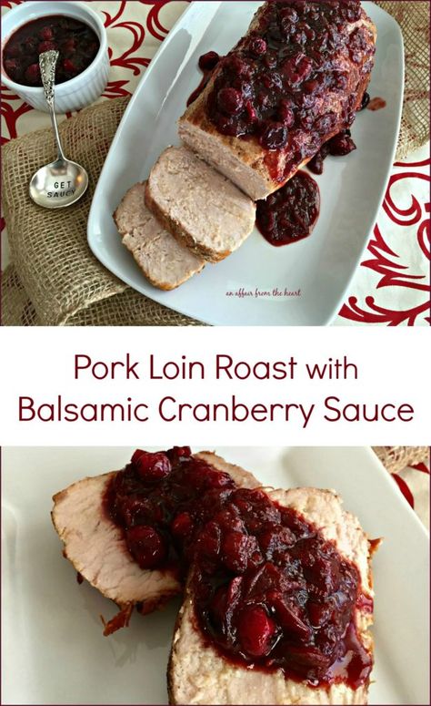 Pork Loin with Balsamic Cranberry Sauce Pork Loin With Cranberry Sauce, Cranberry Pork Tenderloin, Pork Loin Sauce, Cranberry Pork, Low Oxalate Recipes, Crockpot Pork Loin, Slow Cooker Pork Loin, Pork Loin Roast Recipes, Pork Sauce