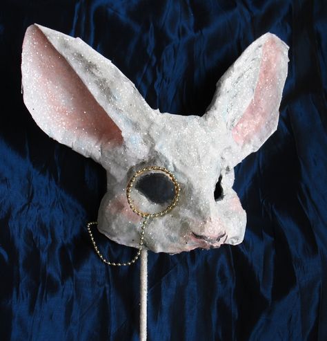 RABBIT MASK Mascara Papel Mache, Mask Paper Mache, Rabbit Mask, Mask Paper, Paper Mache Animals, Rabbit Costume, Pretty Jewelry Necklaces, Handmade Costumes, Cute Rats