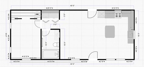 16x40 Shed house. 1 bed/1 bath. Large kitchen with island for storage. Open concept. Simple. 16x40 Shed House Floor Plans, 16x40 Floor Plans, Shed To Tiny House Floor Plans 16x40, 16x40 Shed House Plans 2 Bedroom, 16x40 House Plans, 16 X 40 Shed House, 16x40 Shed House Plans, 16x40 Shed House Interior, 16x40 Shed House