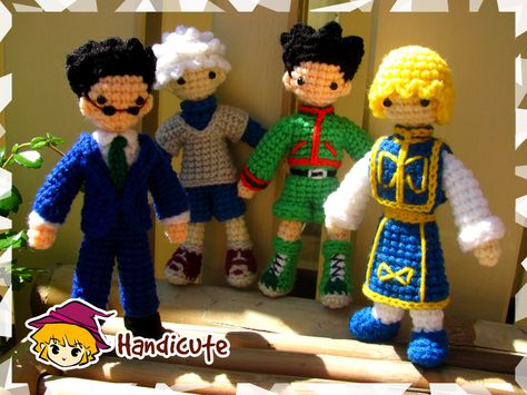 Hunter x Hunter Character Set Amigurumi by ~imuya on deviantART Crochet Hunter X Hunter, Hunter X Hunter Crochet Pattern, Hxh Crochet, Hunter X Hunter Crochet, Hunter Character, Anime Crochet, Dolls Crochet, Crochet Animals Free Patterns, Fun Crochet Projects