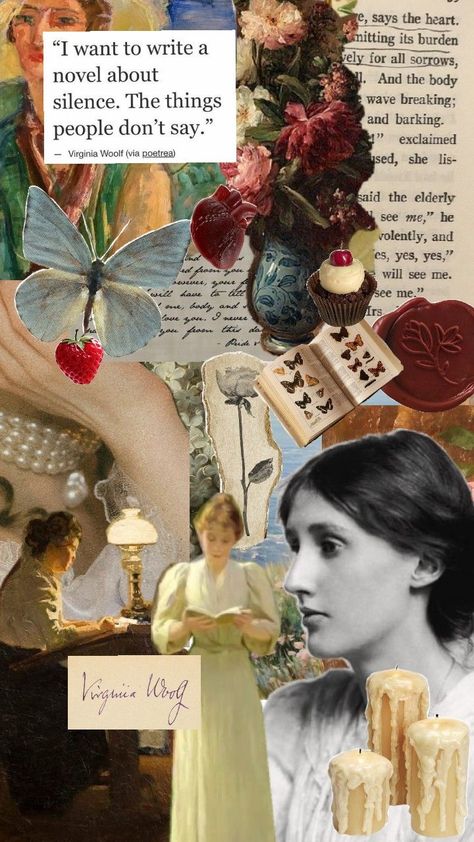 #viriginiawoolf #literature #woolf #aesthetic #icons #moodboard Virginia Woolf Aesthetic, Virgina Woolf, Virginia Woolf, Reading Journal, Vintage Cartoon, Aesthetic Collage, Book Club, Book Worms, Mood Board